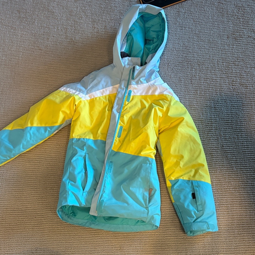 Spyder Aqua & White Hooded Ski Jacket